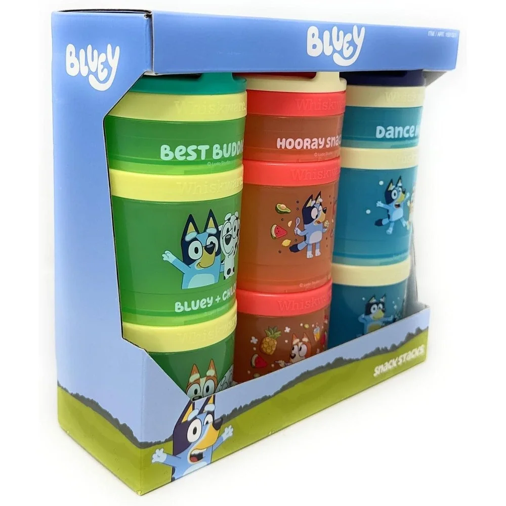 Bluey ~ Whiskware 3 snack‎ Stacks ~ BPA and Phthalate-free Dishwasher Safe